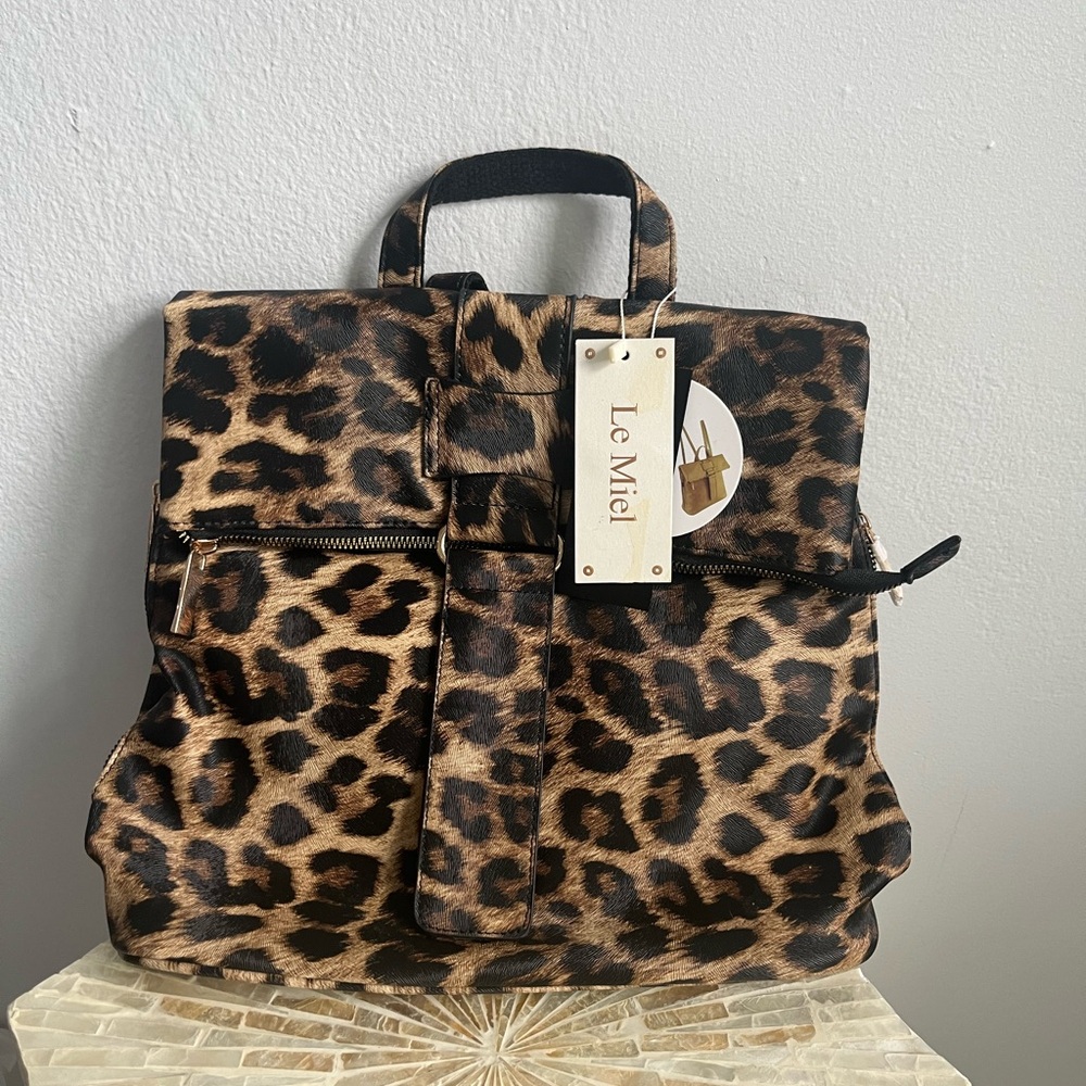 Le Miel Leopard Print Backpack